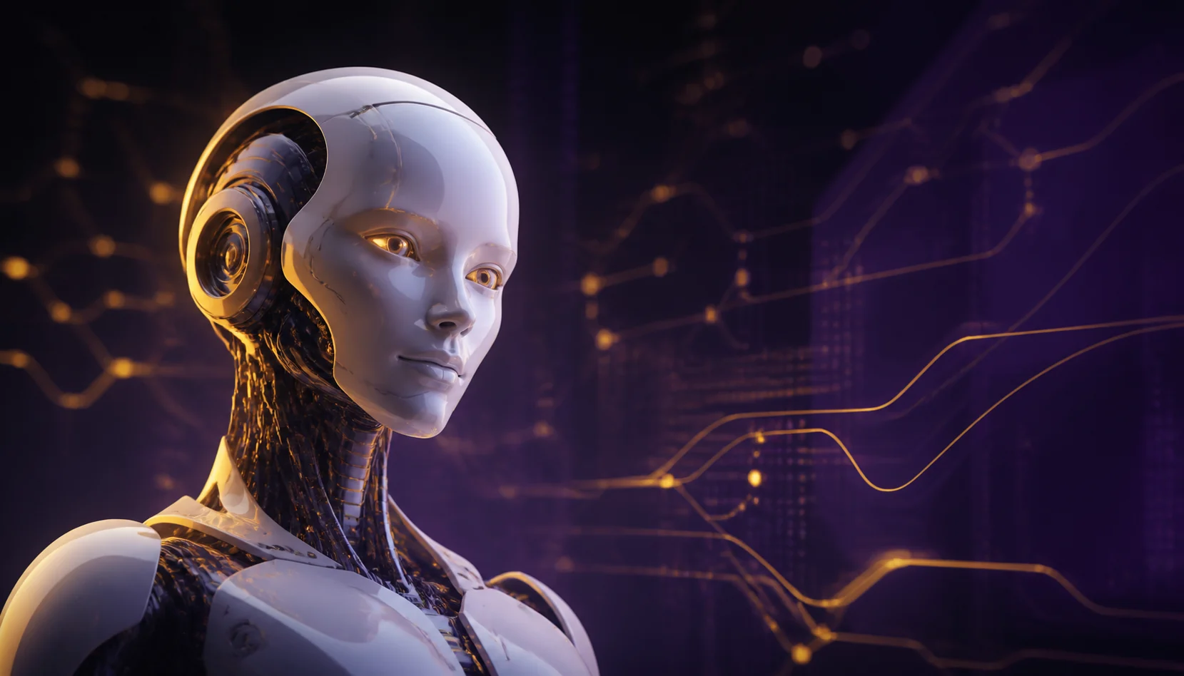 Robô humanoide futurista representando inteligência artificial